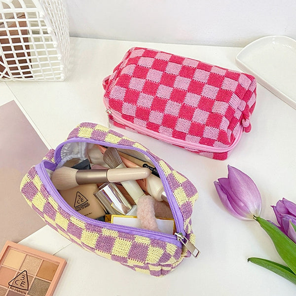 in House Bag Trendy Tan Check Cosmetic Pouch