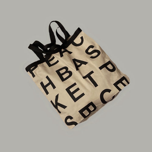 Bolso de lona con asas dobles con estampado de letras