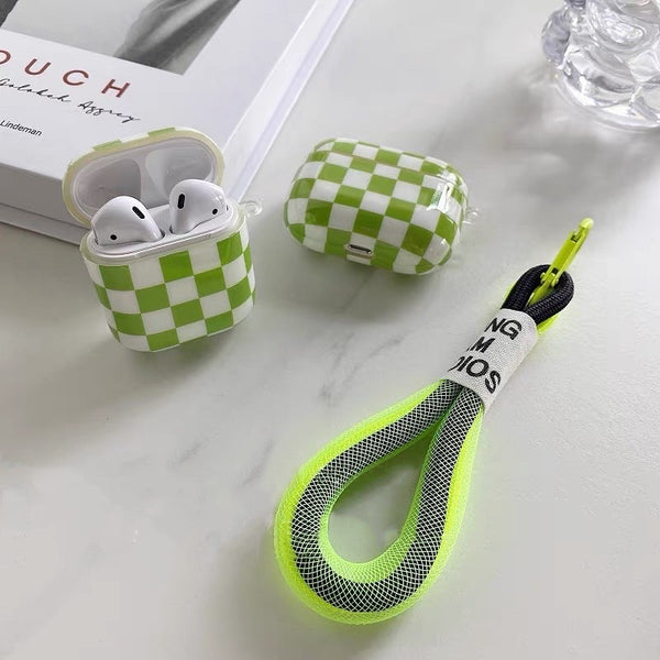 checkered AirPods case cover in Green
