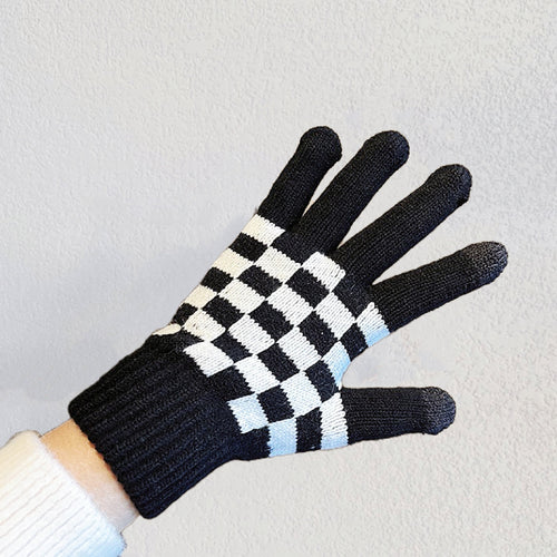 karierte Telefinger-Handschuhe