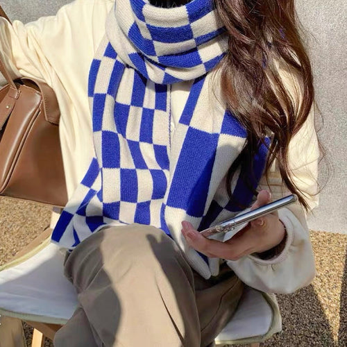 Checkered Wool Thick Scarf