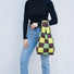 Sac fourre-tout à carreaux de couleur contrastée