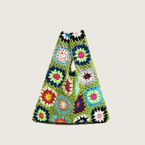 Handmade Crochet Flower Grid Bag