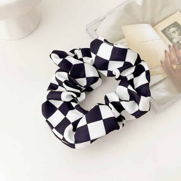 checkerboard satin scrunchie