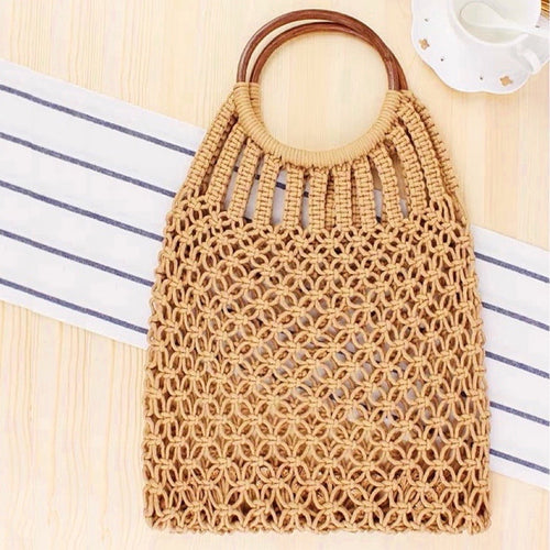 Crochet Handbag With Wooden Ring