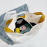 Borsa tote in tela di design con cinturino e fondo in PU