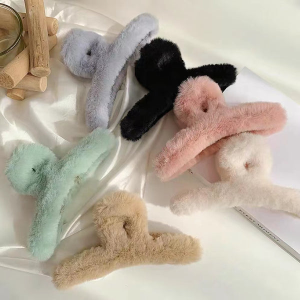 Artiglio per capelli in peluche multicolore