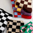 Close-up of Checkerboard Colored Socks, showcasing the pattern detail.