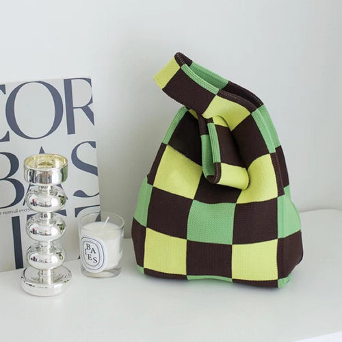 Sac fourre-tout à carreaux de couleur contrastée