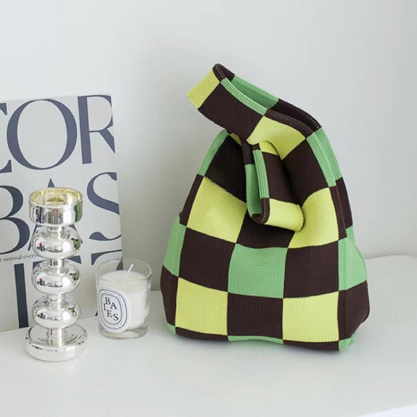 Checkered Contrast Color Tote Bag