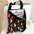 Geometric Contrast Color Knitted Tote Bag