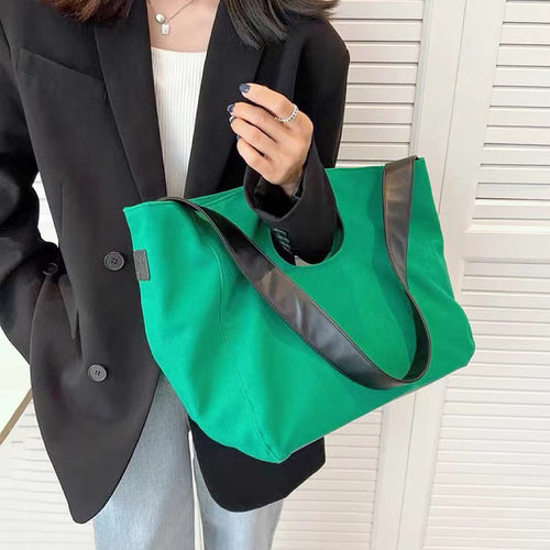 Borsa tote in tela di design con cinturino e fondo in PU
