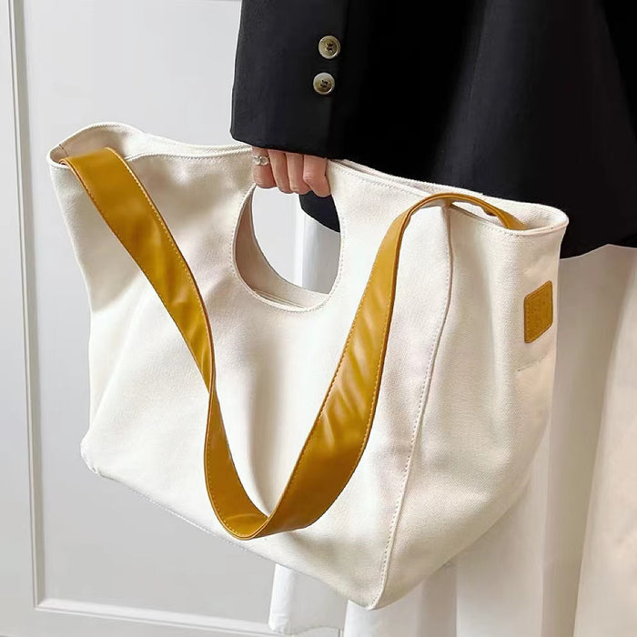 Borsa tote in tela di design con cinturino e fondo in PU