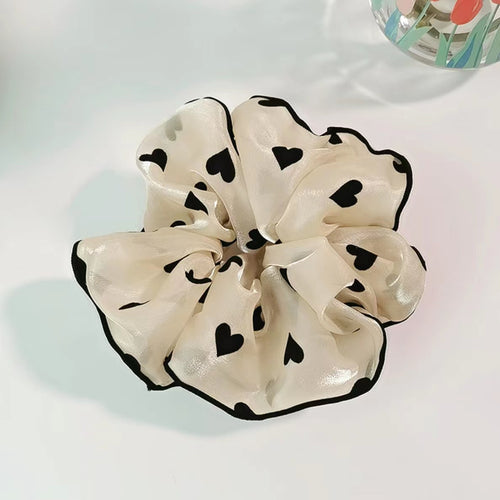 Black Trim Satin Scrunchie