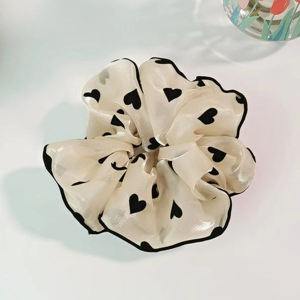 Black Trim Satin Scrunchie