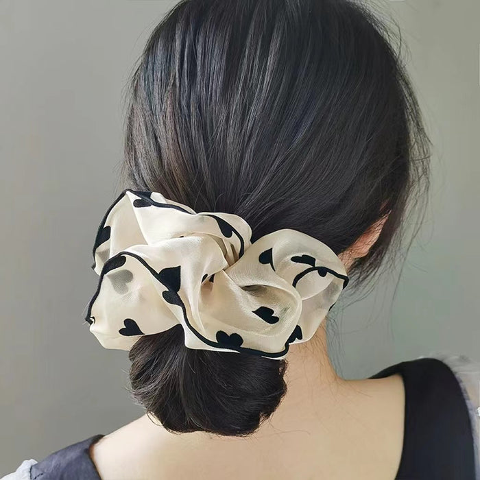 Black Trim Satin Scrunchie