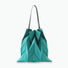 Front view of peacock blue pleated shopper bag; perfect for farmers markets and eco-friendly hauls.