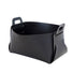 Classic black PU leather storage basket; minimalist and sleek design suited for professional workspace organization.