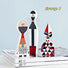 Close-up of Modern Abstract Wooden Figurines in group one.