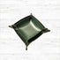 Front view of PU Leather Tray storage organizer in green, ideal for tidy shelves and daily use.
