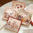 Four pieces of  Rose Poetry Greeting Card show together with different patterns.