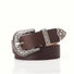 Front view of brown belt with Vintage Silver Buckle, stylish design for daily wear
