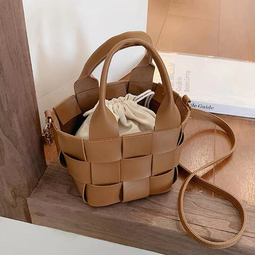 Woven Leather Mini Basket Bag | DEHOME