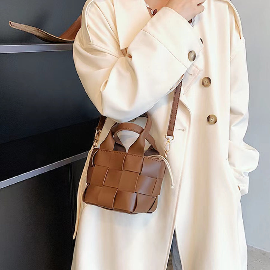 homhom⑅◡̈*BASKET ECO LEATHER BAG Woven Leather Mini Basket Bag | DEHOME