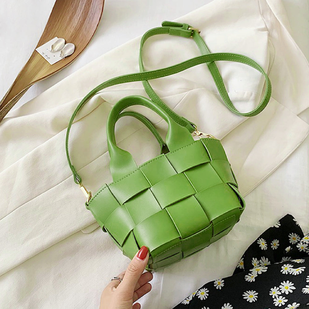 Woven Leather Mini Basket Bag | DEHOME