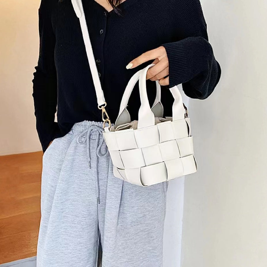 Woven Leather Mini Basket Bag | DEHOME